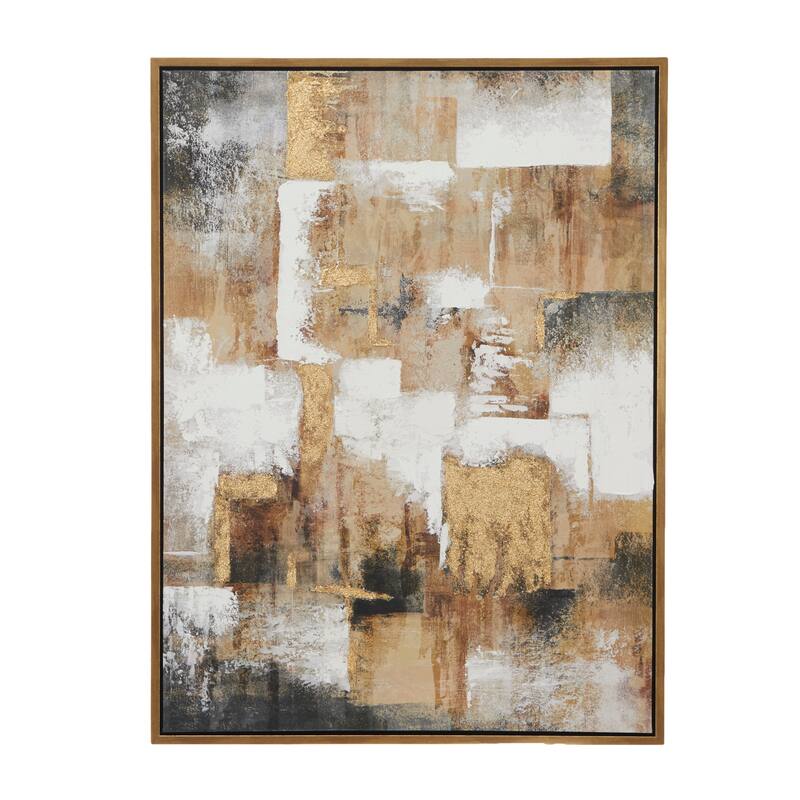 CosmoLiving by Cosmopolitan Gold Canvas Abstract Framed Wall Art with Gold Frame
