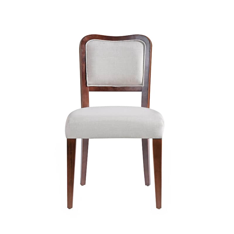 Upholstered Dining Chairs Set of 2 - Traditional Elegant Fabric Side Chairs with Curved Lines, Solid Hardwood Frame