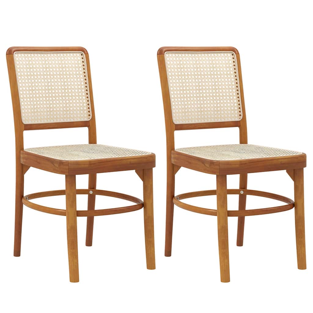 Costway Set of 2/4 Boho Dining Chairs with Teak Wood Structure &