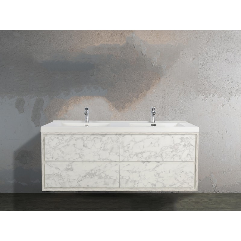 Sage 48" wall mounted bathroom vanity with double basin acrylic top