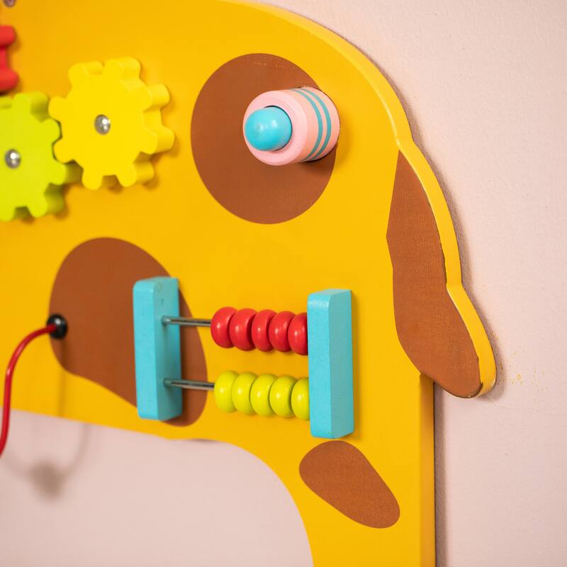 Wooden Giraffe Sensory Wall Game, Activity Toy Growth Chart for Playroom, Nursery, Preschool, and Doctors' Office