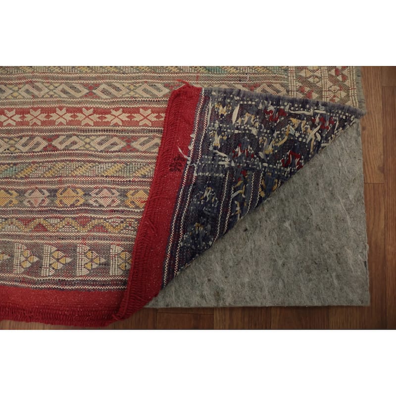 Hand Woven Oriental 100% Wool Carpet Traditional Tribal Beige & Ivories Durrie-Kilim Area Rug - 5' 5'' X 3' 11''