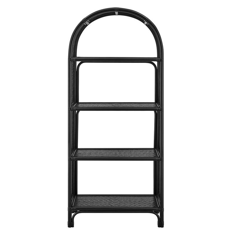 Celeste 67 Inch Tall Arched Natural Rattan Bookshelf