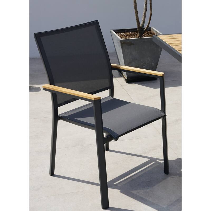 Catania Dark Gray 9-Piece Aluminum Outdoor Dining Set with Sling Set in Pewter - N/A