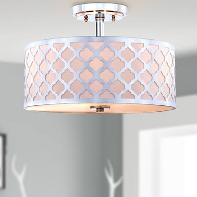 SAFAVIEH Lighting Kora 3-light Trellis Chrome Flush Mount - 15" x 15" x 10.5"