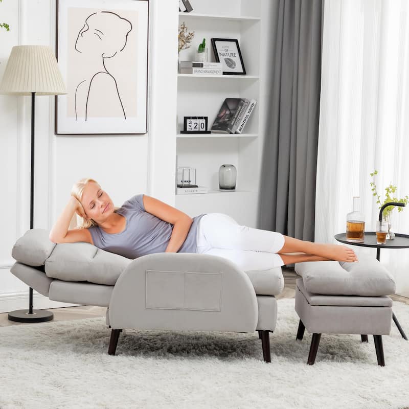 HOMYKA Accent Lounge Chair with Storage Ottoman with Adjustable