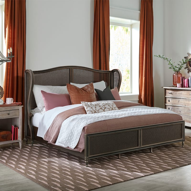 Hillsdale Furniture Sausalito Wingback Wood Cane Panel Bed