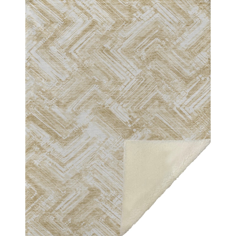 Premium Machine Washable Modern Chevron Sherpa Throw Blanket