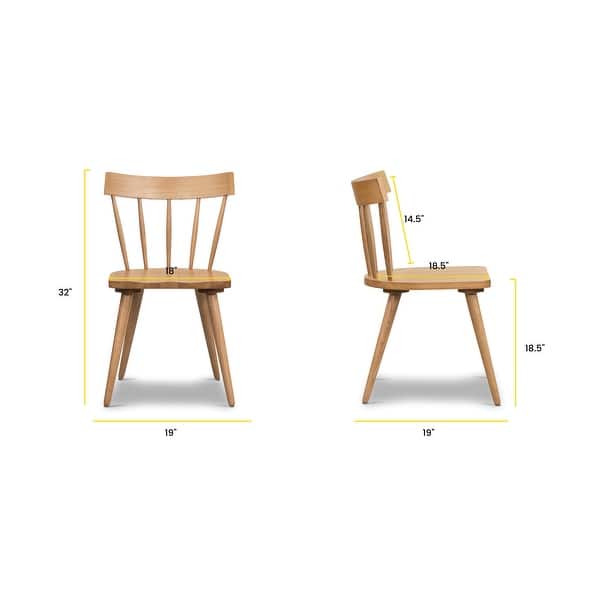dimension image slide 0 of 2, Poly & Bark Hava Dining Chair - Solid Oak Wood with Spindle-Back