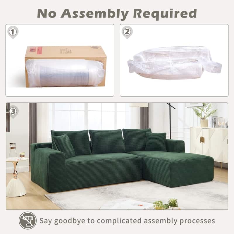 108.7" Modular Sectional L-Shape 3 Seat Memory Foam Couch Sofa