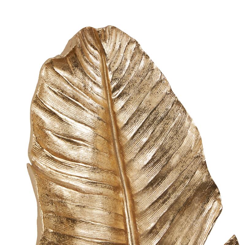 Gold Polystone Large Metallic Feather Bird Wall Decor