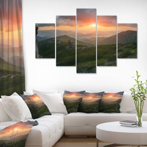 Designart 'Panorama of sunrise in the mountain' Landscapes photography on Wrapped Canvas set