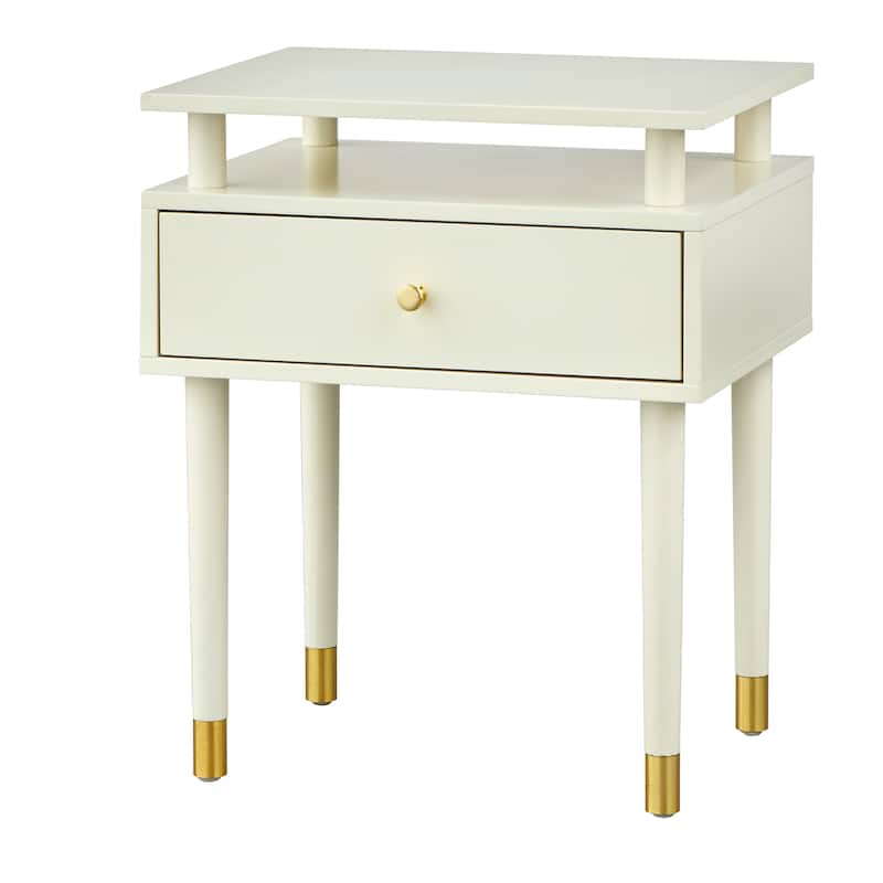 Simple Living Margo Mid-Century One Drawer Side Table - Antique White