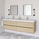preview thumbnail 15 of 191, Wood Wall-Mounted Bathroom Vanity with Sink and Soft Close Drawers