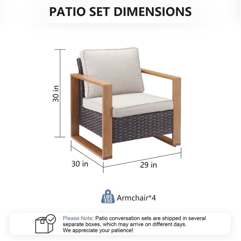 Pocassy 4 Pieces Outoor Patio Chairs Club Chair Set