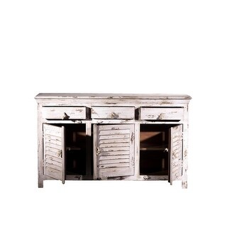 Villa2 Shutter wood 3 door 3 drawer dresser (Antique White)