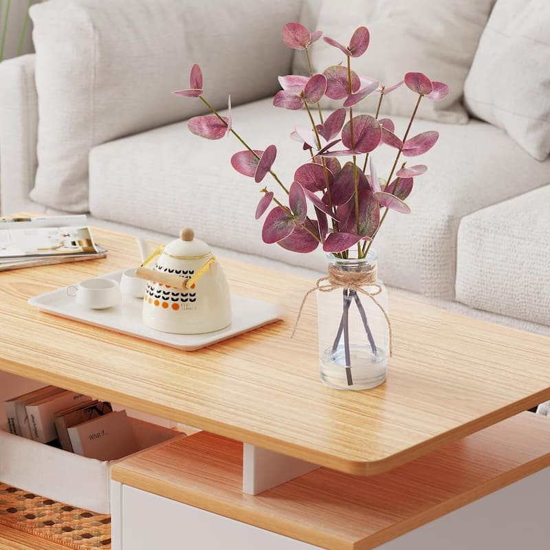 2PCS 13" Artificial Eucalyptus Stems in Vase with Faux Water for Home Decor - 2 pcs