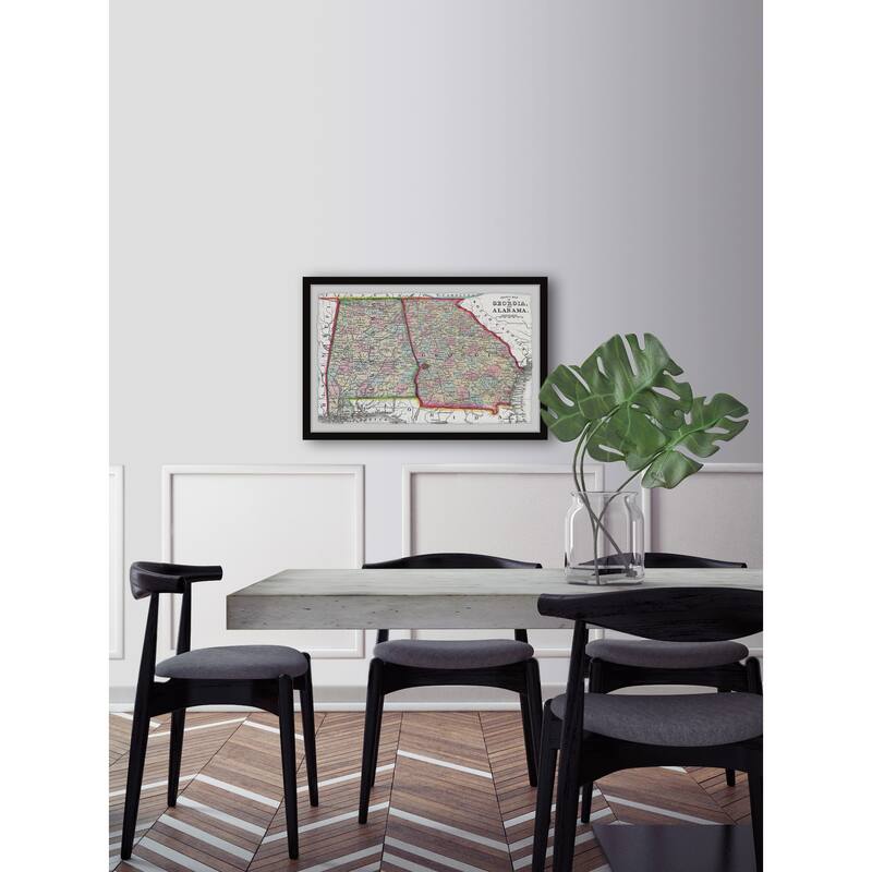 'Vintage Map of Georgia and Alabama' Framed Painting Print
