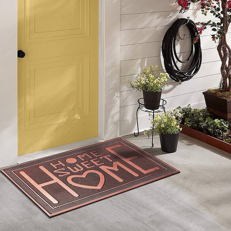 A1HC Home Sweet Home Rubber Pin Mat Heavy Duty Doormat, Copper - 24"x39"