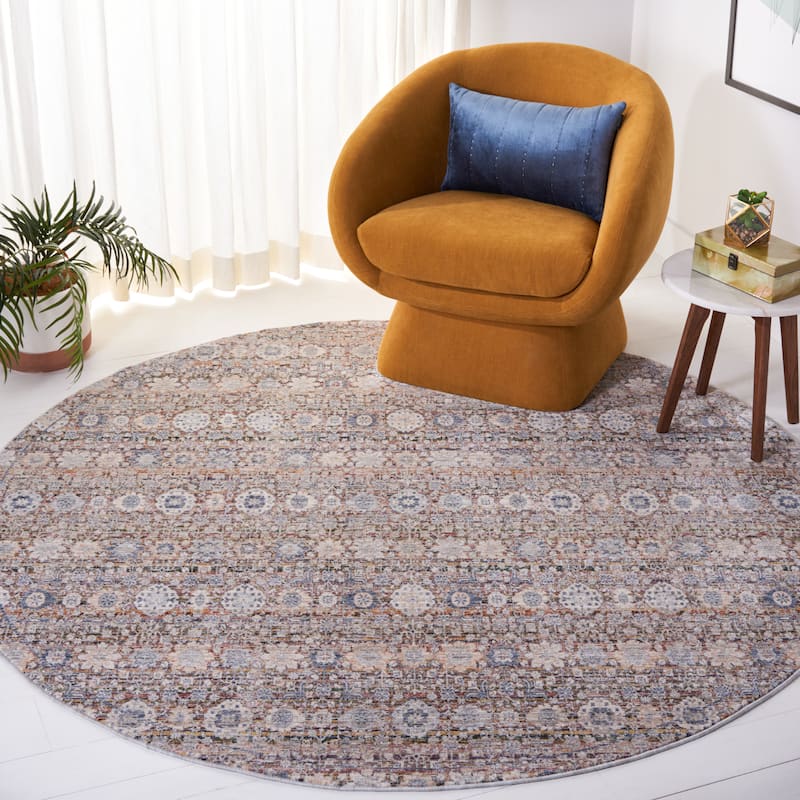 SAFAVIEH Princeton Gusta Vintage Rug - 6'7" Round - Ivory/Blue