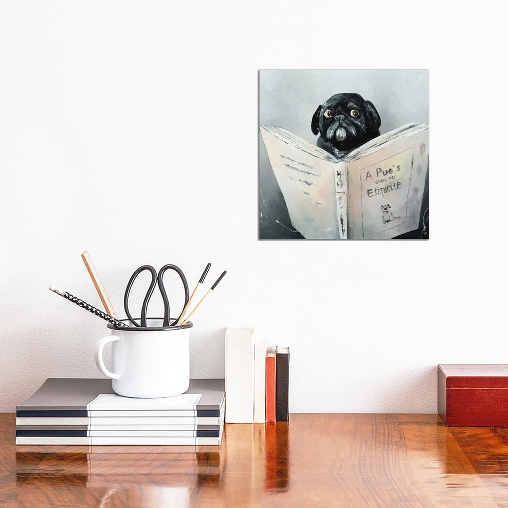 iCanvas "A Pug's Guide To Etiquette" by KuptsovaArt Canvas Print