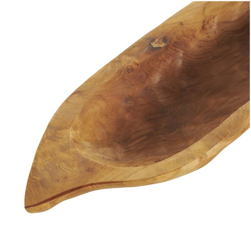 Teak Wood Fish Handmade Carved Living Room Decor Tray - Set of 2 Brown - Roche River Decor