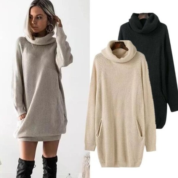 big turtleneck sweater dress