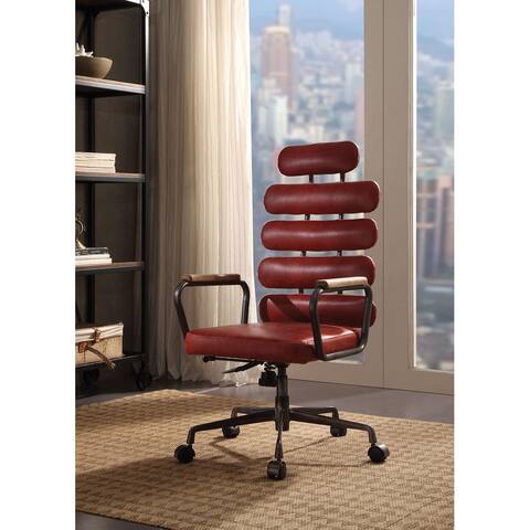 Calan Luxury Office Chair in Retro Red Top Grain Leather, Executive Office Chair, Vintage Industrial Style
