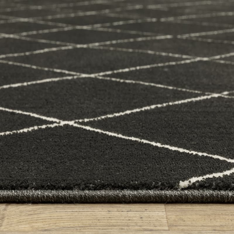 Style Haven Ripley Trellis Charcoal/ Ivory High-Low Pile Area Rug