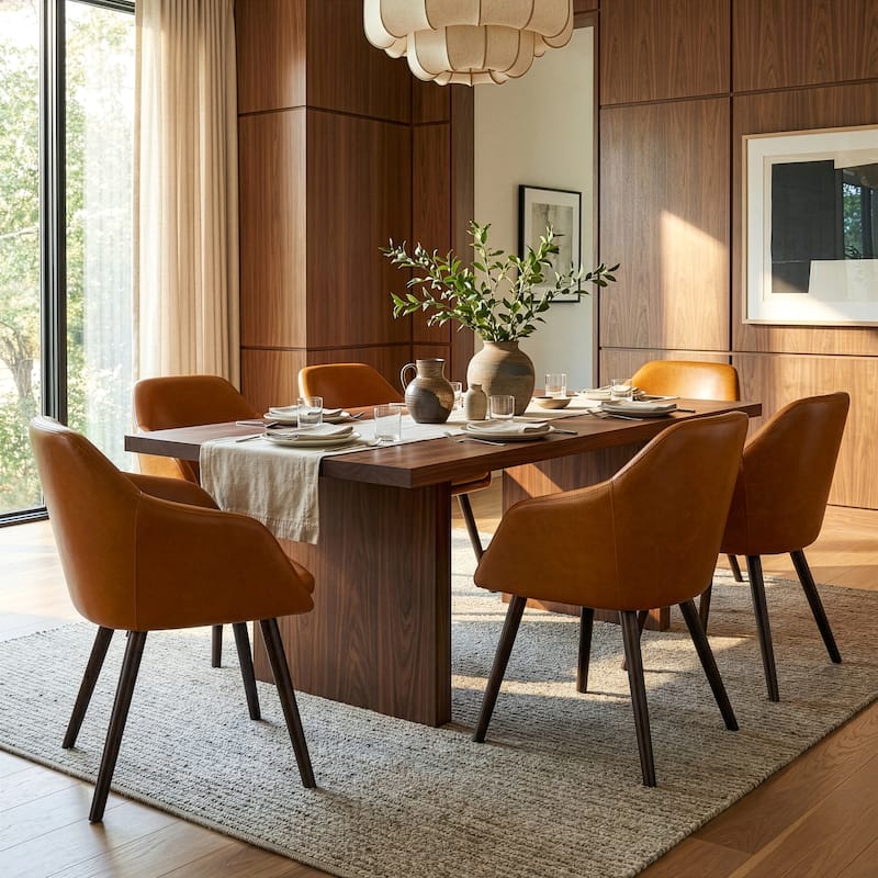 Carson Carrington Akrehamn Cappuccino Faux Leather Armchair (Set of 2)