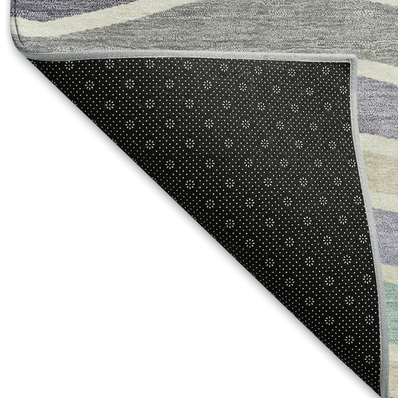 Machine Washable Indoor/ Outdoor Contemporary Stripe Chantille Rug
