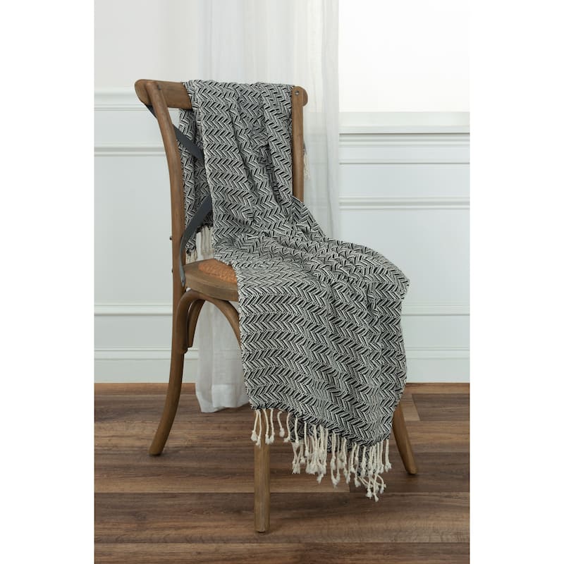 Rizzy Home Chevron Hand Loomed Woven Throw