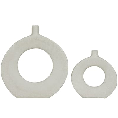 Ceramic Round Donut Shaped Decorative Vase - Set of 2 White or Black - CosmoLiving by Cosmopolitan