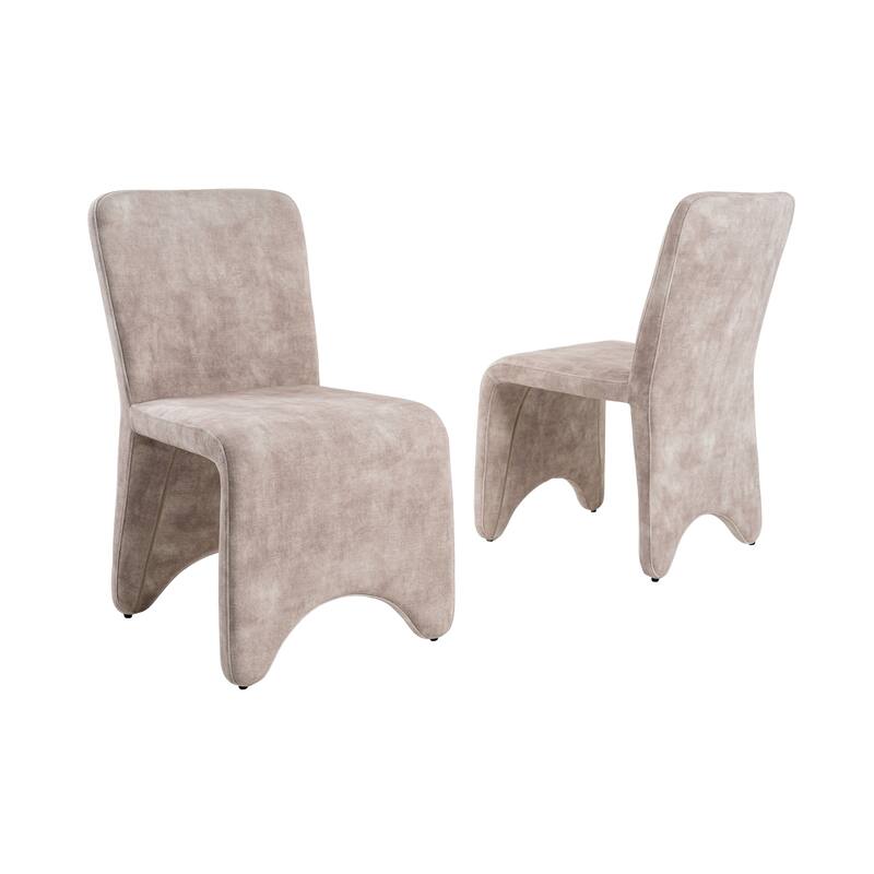 Modrest Ditka Modern Beige Velvet Dining Chair (Set of 2)