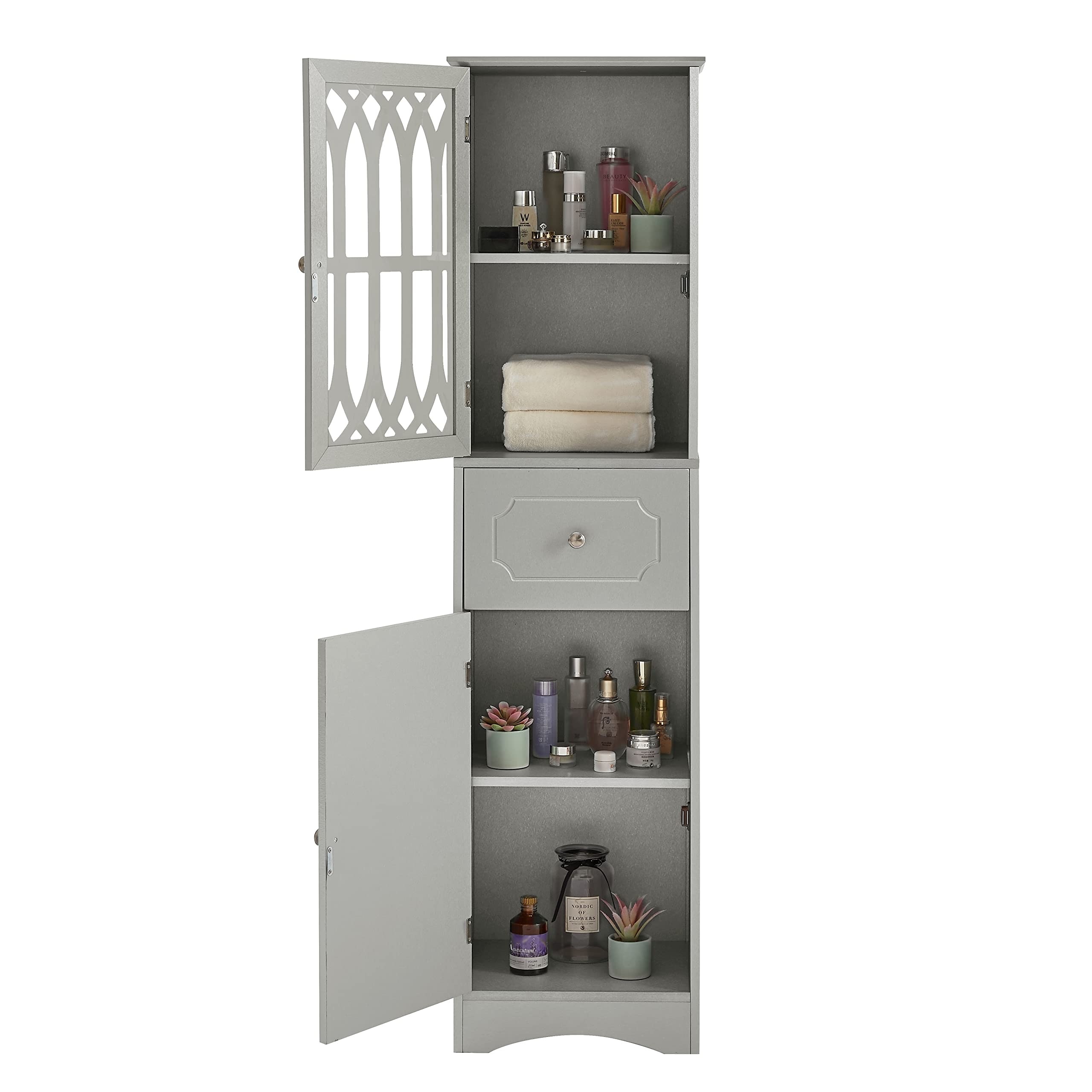 Bathroom Cabinet with Door and Drawer, Floor Freestanding Narrow Slim  Storage Tower Cabinet - Bed Bath & Beyond - 38300762