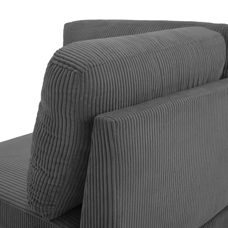 Corduroy Accent Chair with Ottoman Modular Couch Sectional Sofa