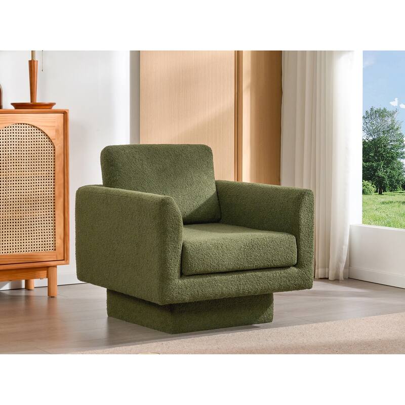 Boucle Swivel Chair with Thick Cushion