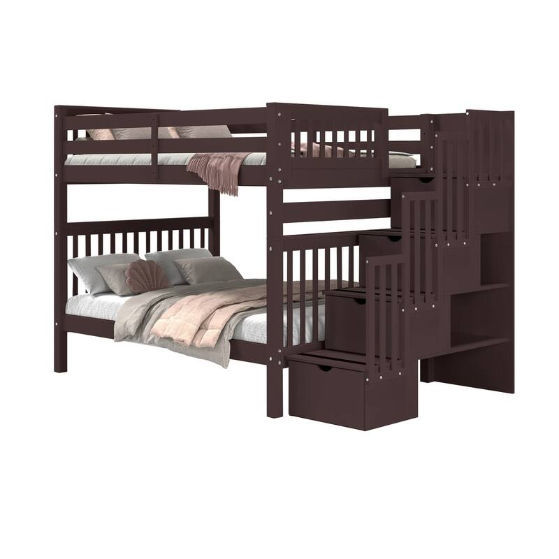 Taylor & Olive Trillium Full over Full Stairway Bunk Bed