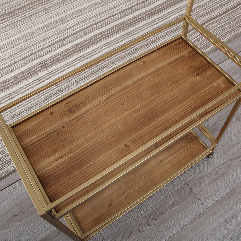 FirsTime & Co. Francesca Bar Cart, Metal Frame, Wood/Glass Top