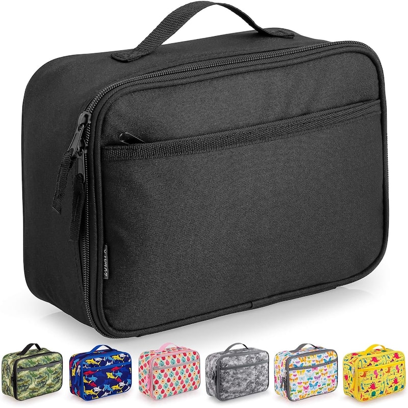 Zulay Kitchen Kids Insulated Lunch Bag with Spacious Compartment and Built-In Handle - Black