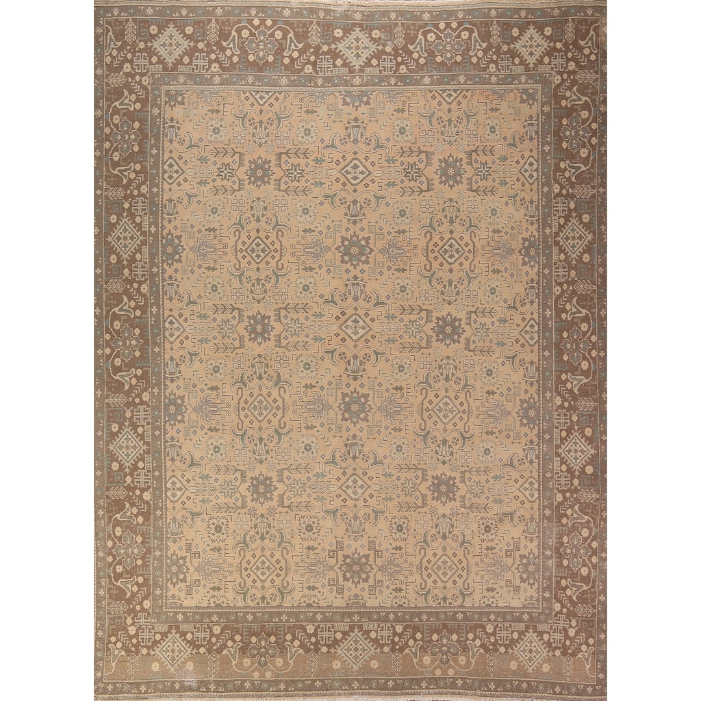 All-Over Tabriz Persian Vintage Area Rug Hand-Knotted Wool Carpet - 9'10" x 12'7"