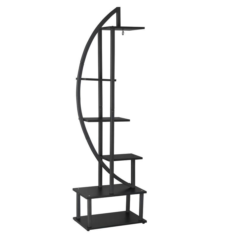 6th Floor Half Moon Ironwood Plant Stand Flower Pot Stand