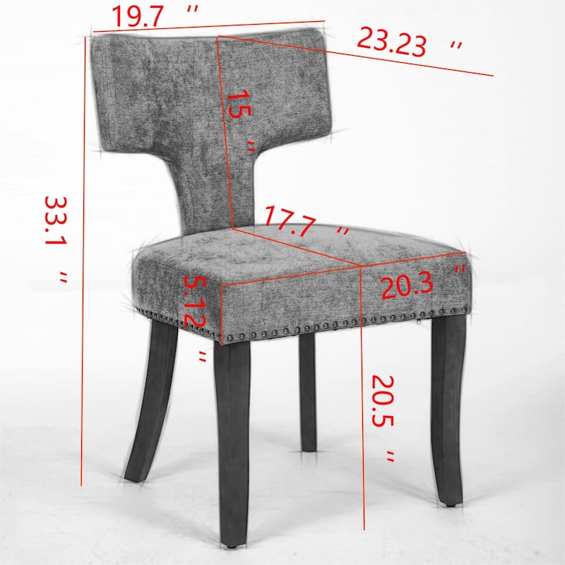 Modern Dining Chairs Set of 2, Linen Fabric Upholstered Curved Backres Accent Chair