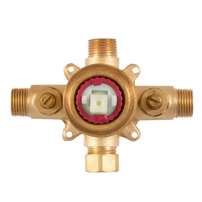 Tru-Temp Pressure Balanced Mixing Valve with Round Trim Brushed Gold