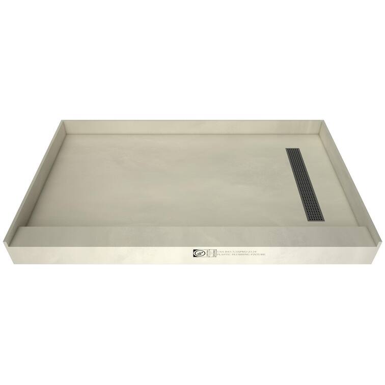 Tile Redi RT3754RPVC Redi Trench 54" x 37" Rectangular Shower Base - Brushed Nickel