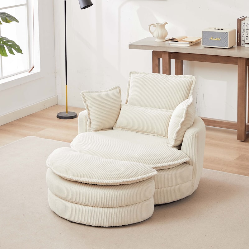 Modern Oversized Swivel Chair With Moon Storage for Living Room