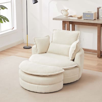 Modern Oversized Swivel Chair With Moon Storage for Living Room