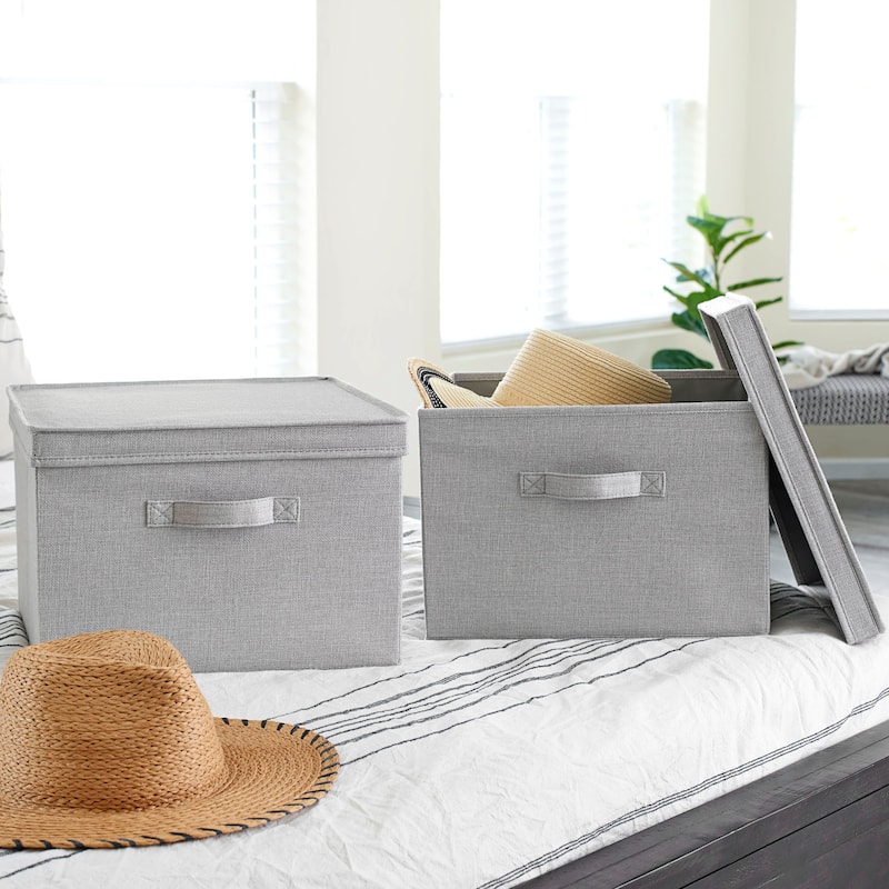 Household Essentials Square KD Storage Box with Lid, Set of 2