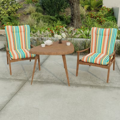 21" x 38" Multicolor Stripe Outdoor Chair Cushion with Ties and Loop - 38'' L x 21'' W x 3.5'' H