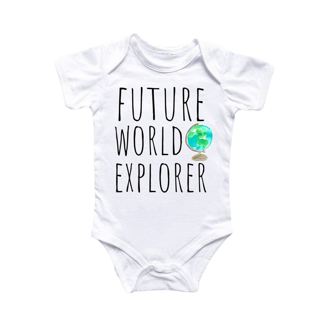 Future World Traveler Globe - Baby Boy Girl Clothes Infant Bodysuit Funny Cute Newborn